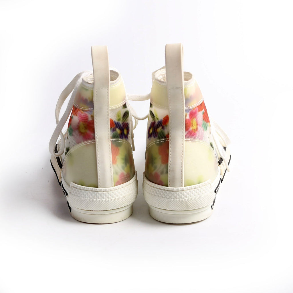 Christian Dior B23 Flowers Hightop Sneakers Size 38 White/Floral