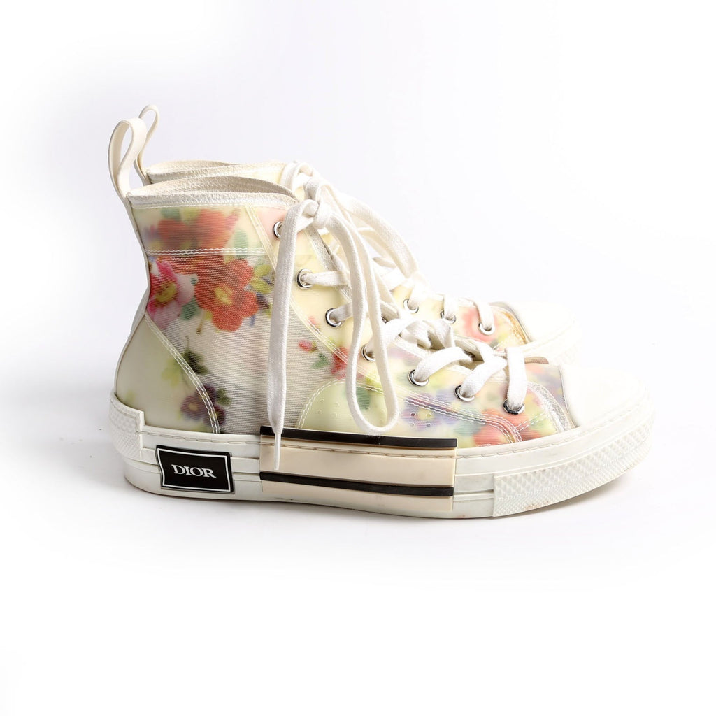 Christian Dior B23 Flowers Hightop Sneakers Size 38 White/Floral