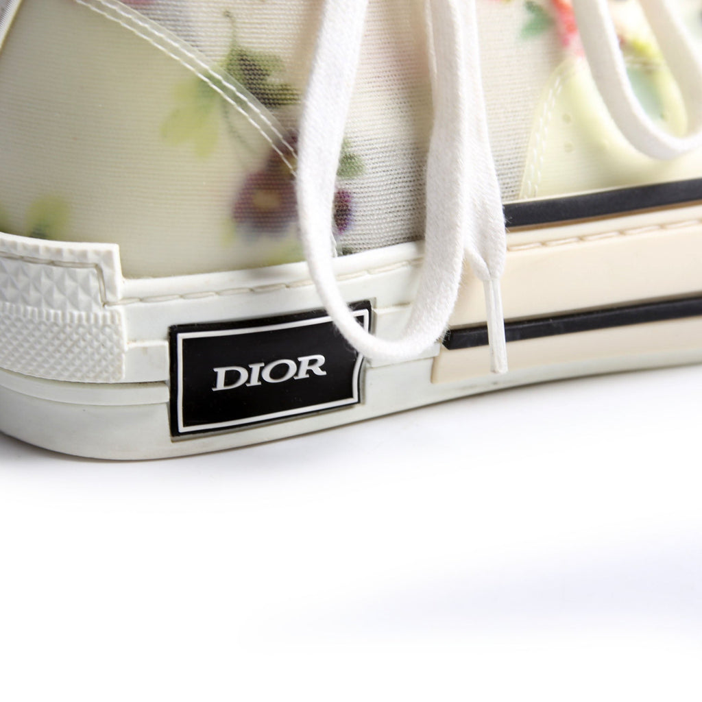 Christian Dior B23 Flowers Hightop Sneakers Size 38 White/Floral