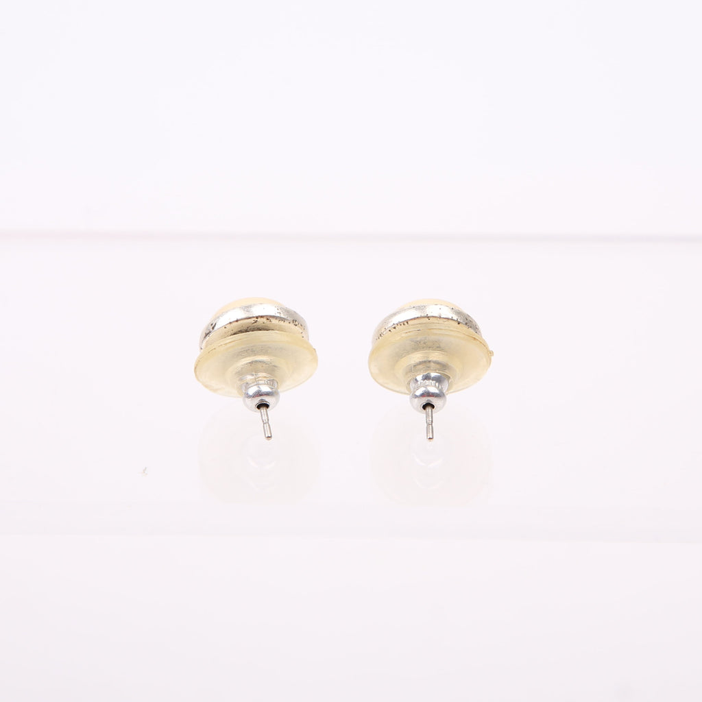 Chanel CC Logo Button Stud Earrings