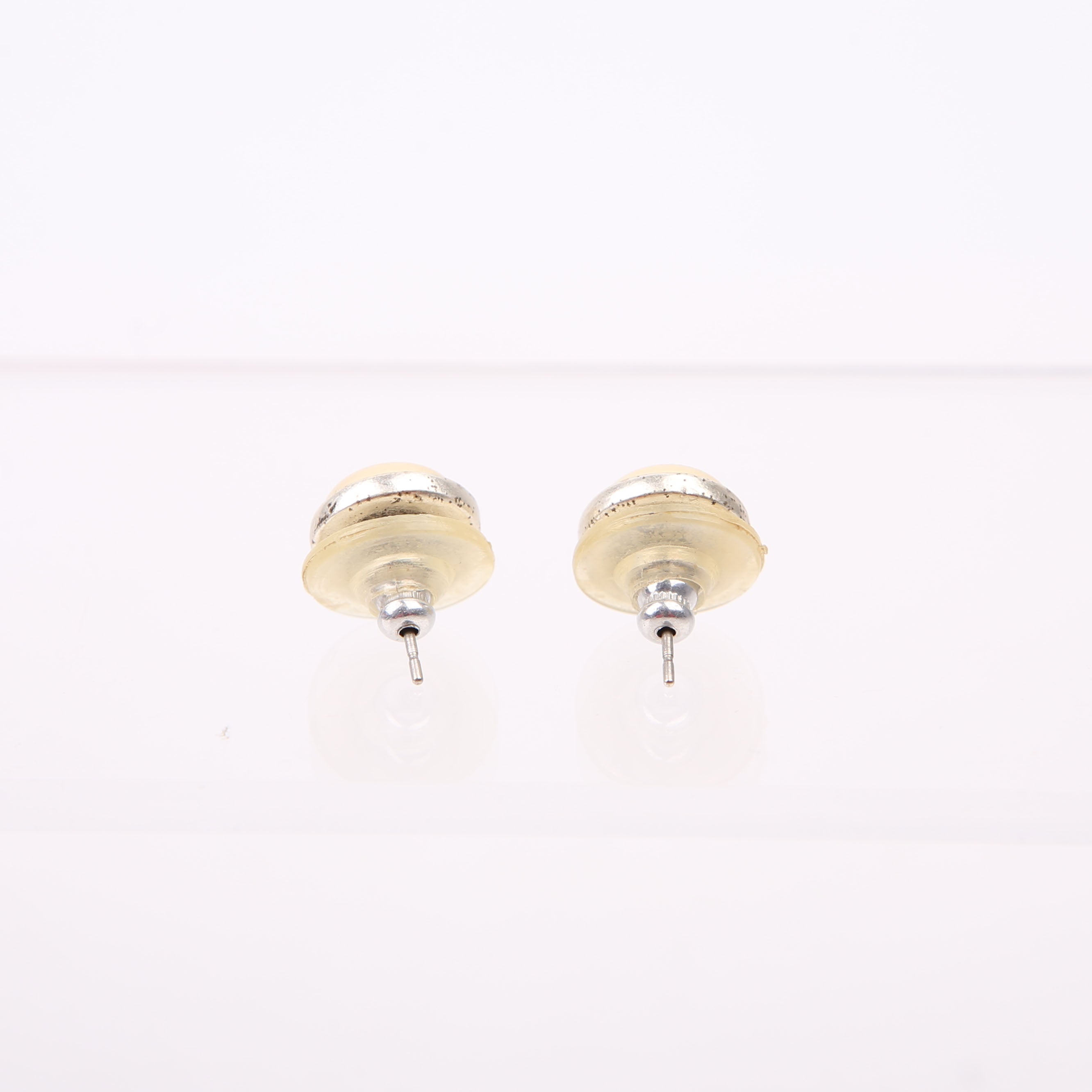 Chanel CC Logo Button Stud Earrings