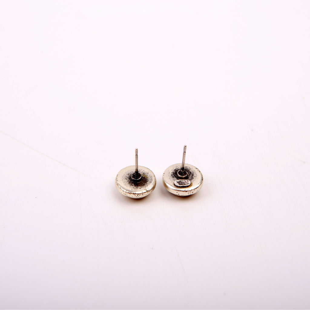 Chanel CC Logo Button Stud Earrings