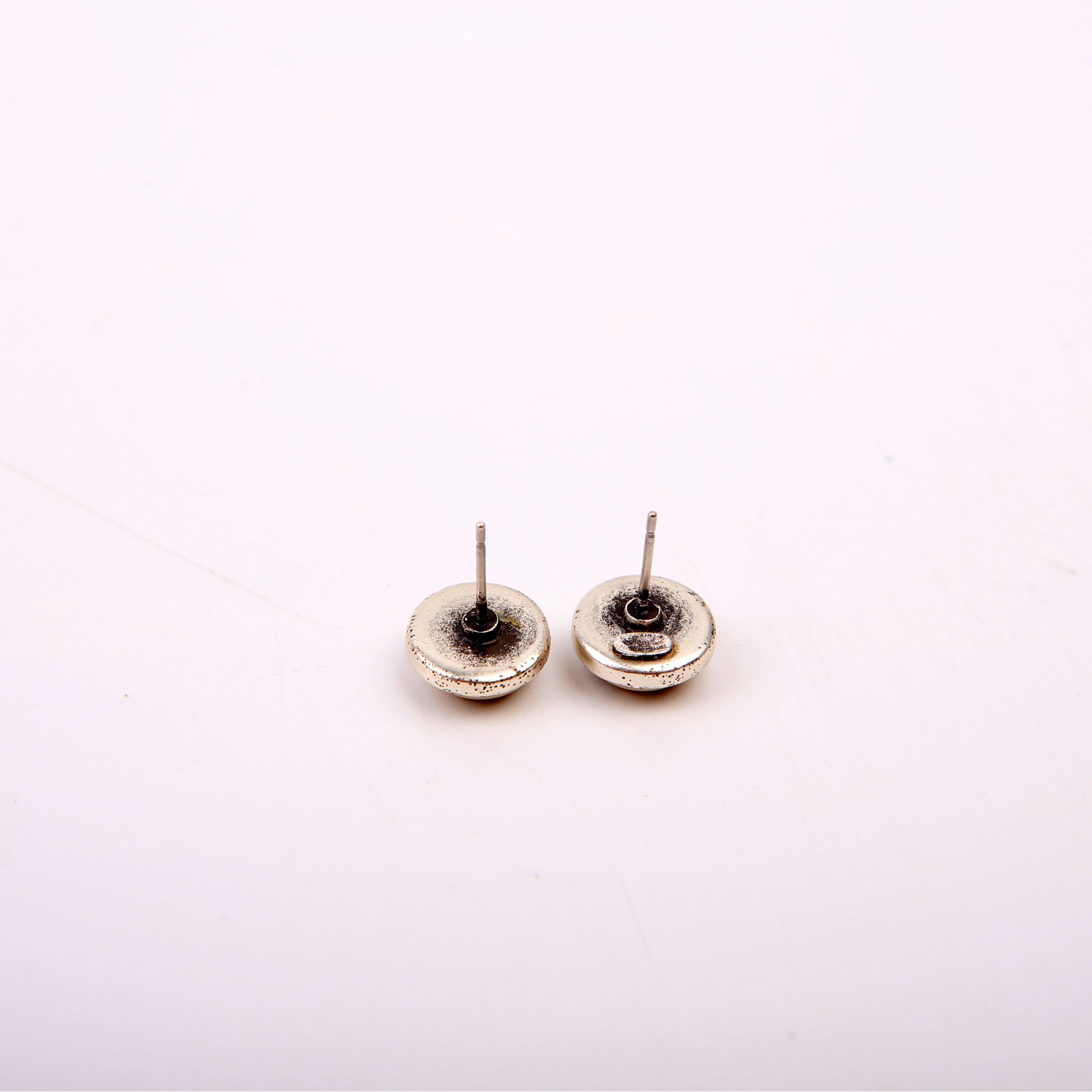 Chanel CC Logo Button Stud Earrings