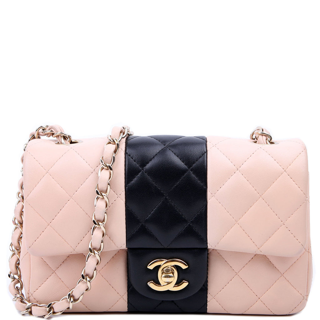 Chanel Classic Flap Mini Rectangle Lambskin RFID Black/Pink