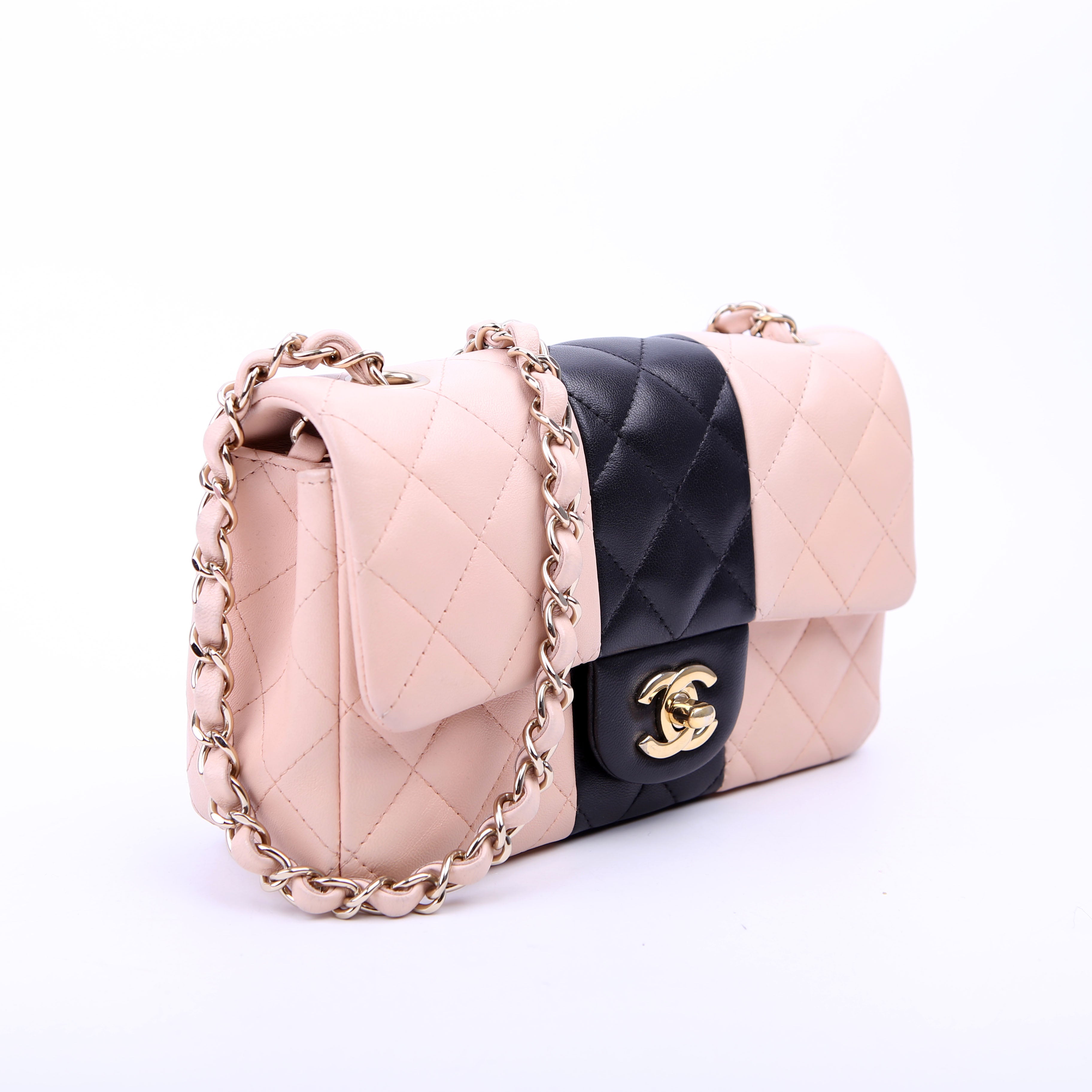 Chanel Classic Flap Mini Rectangle Lambskin RFID Black/Pink