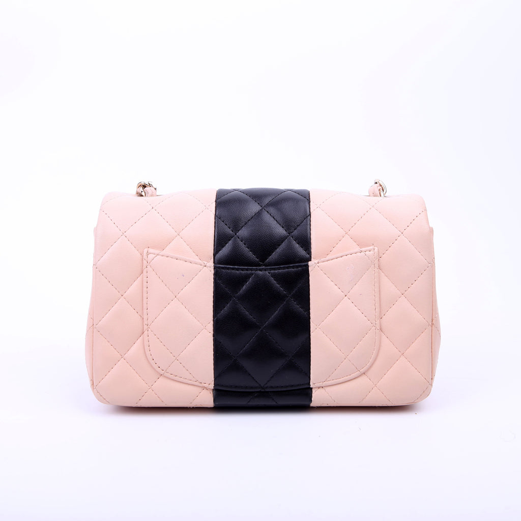 Chanel Classic Flap Mini Rectangle Lambskin RFID Black/Pink