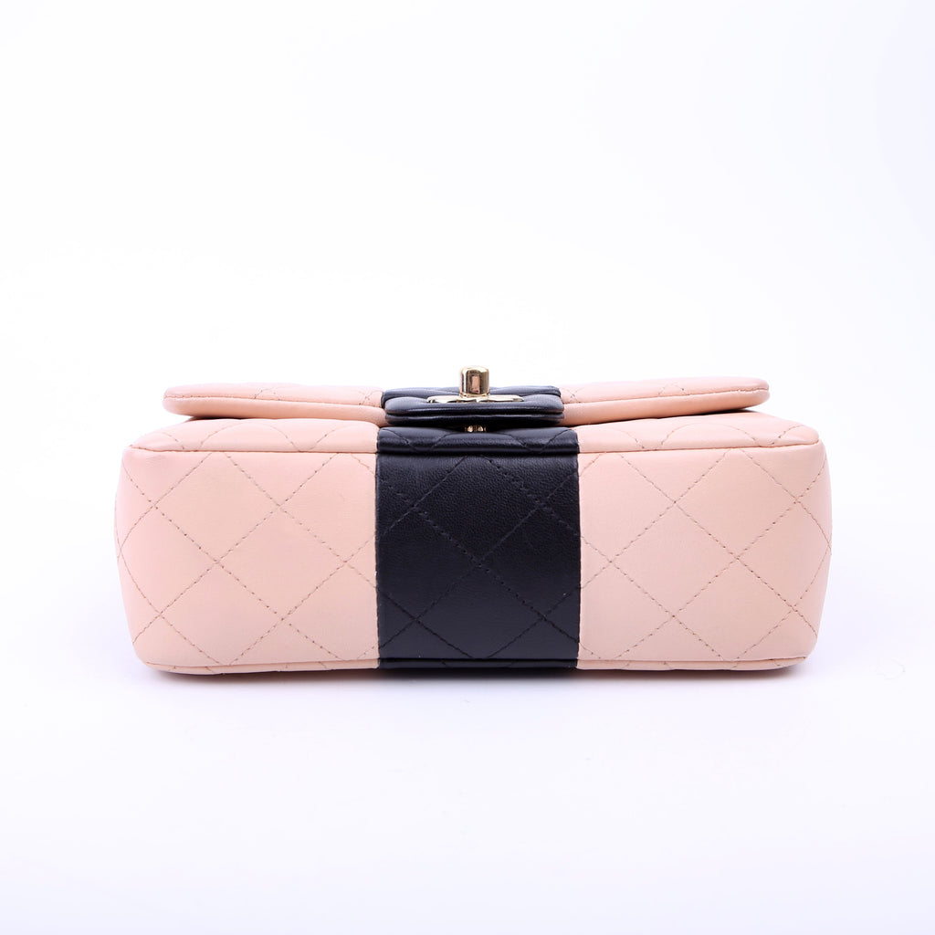 Chanel Classic Flap Mini Rectangle Lambskin RFID Black/Pink