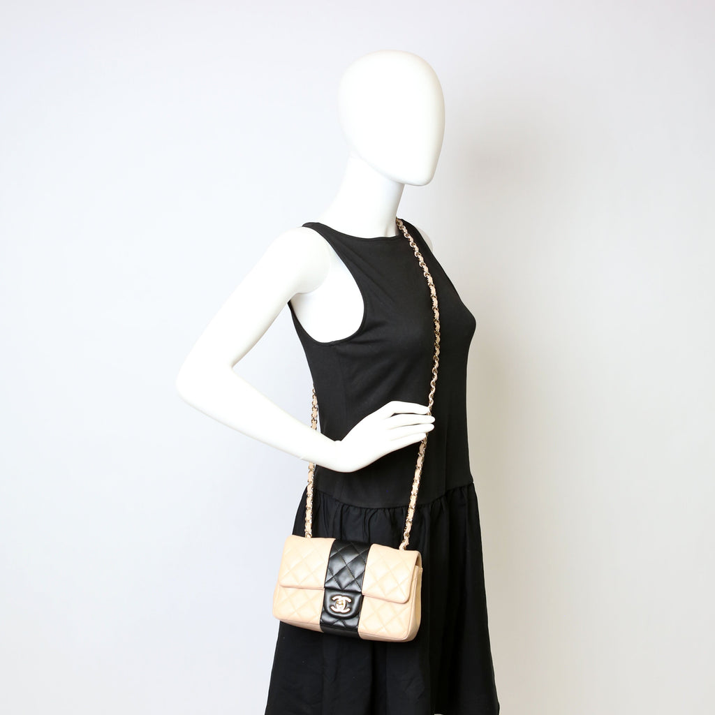 Chanel Classic Flap Mini Rectangle Lambskin RFID Black/Pink
