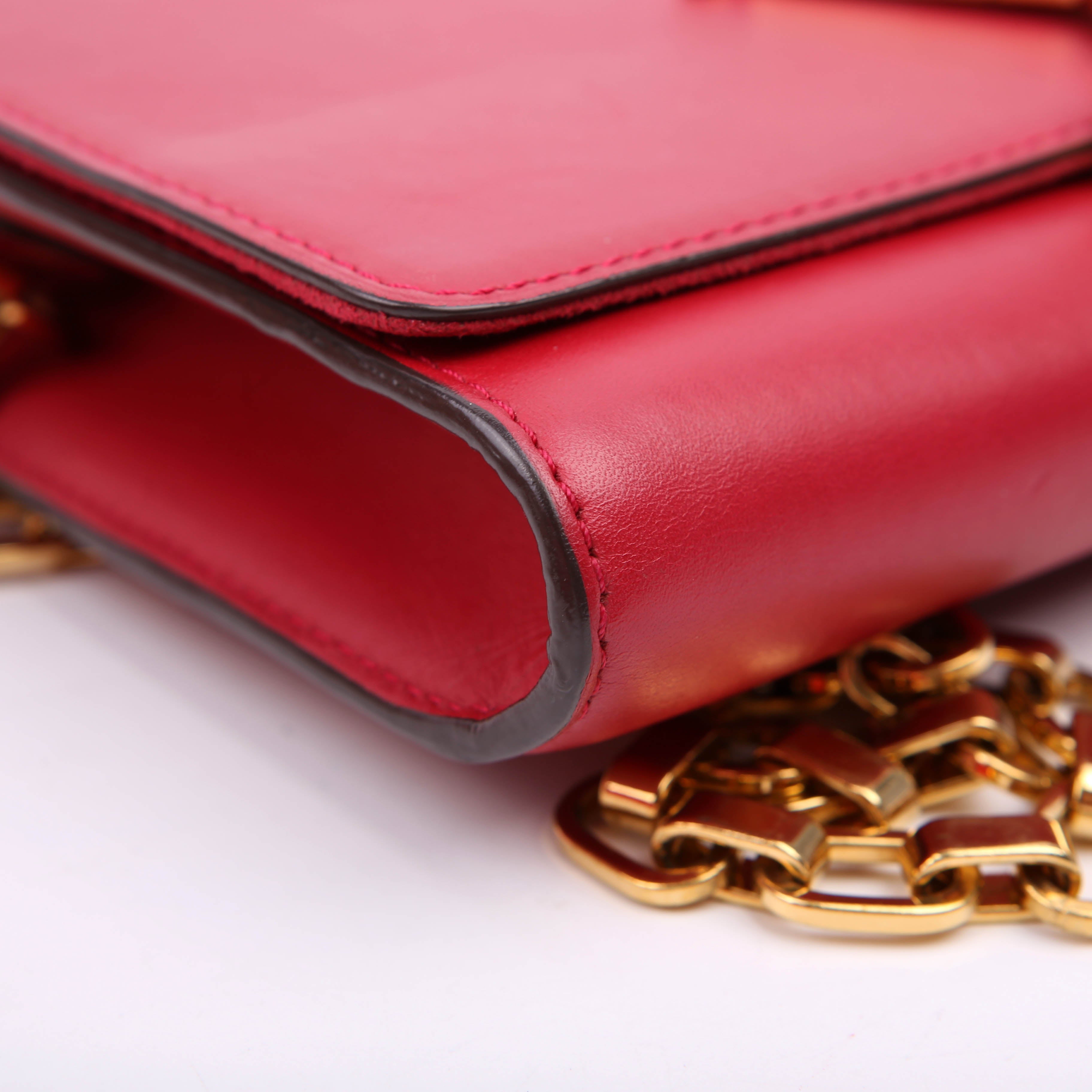 Louis Vuitton Louise MM Chain Bag Calfskin Red