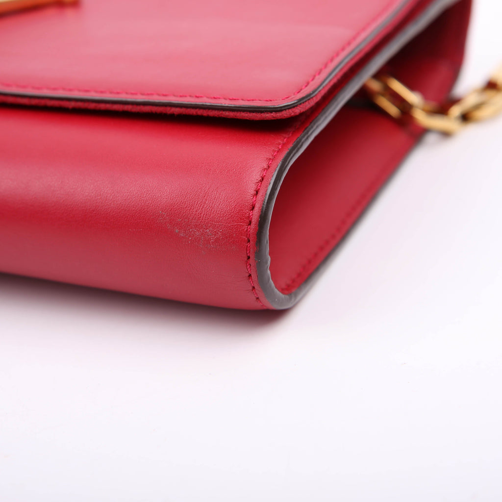 Louis Vuitton Louise MM Chain Bag Calfskin Red