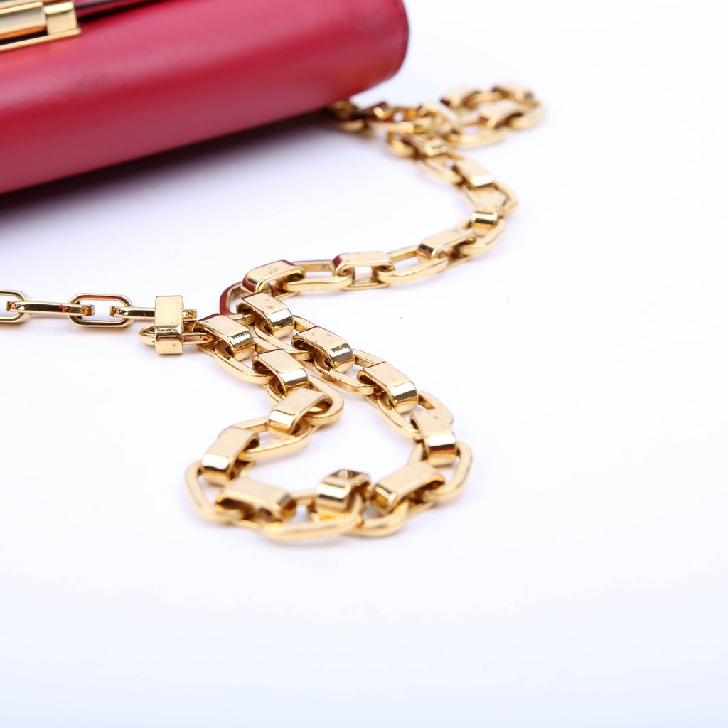 Louis Vuitton Louise MM Chain Bag Calfskin Red