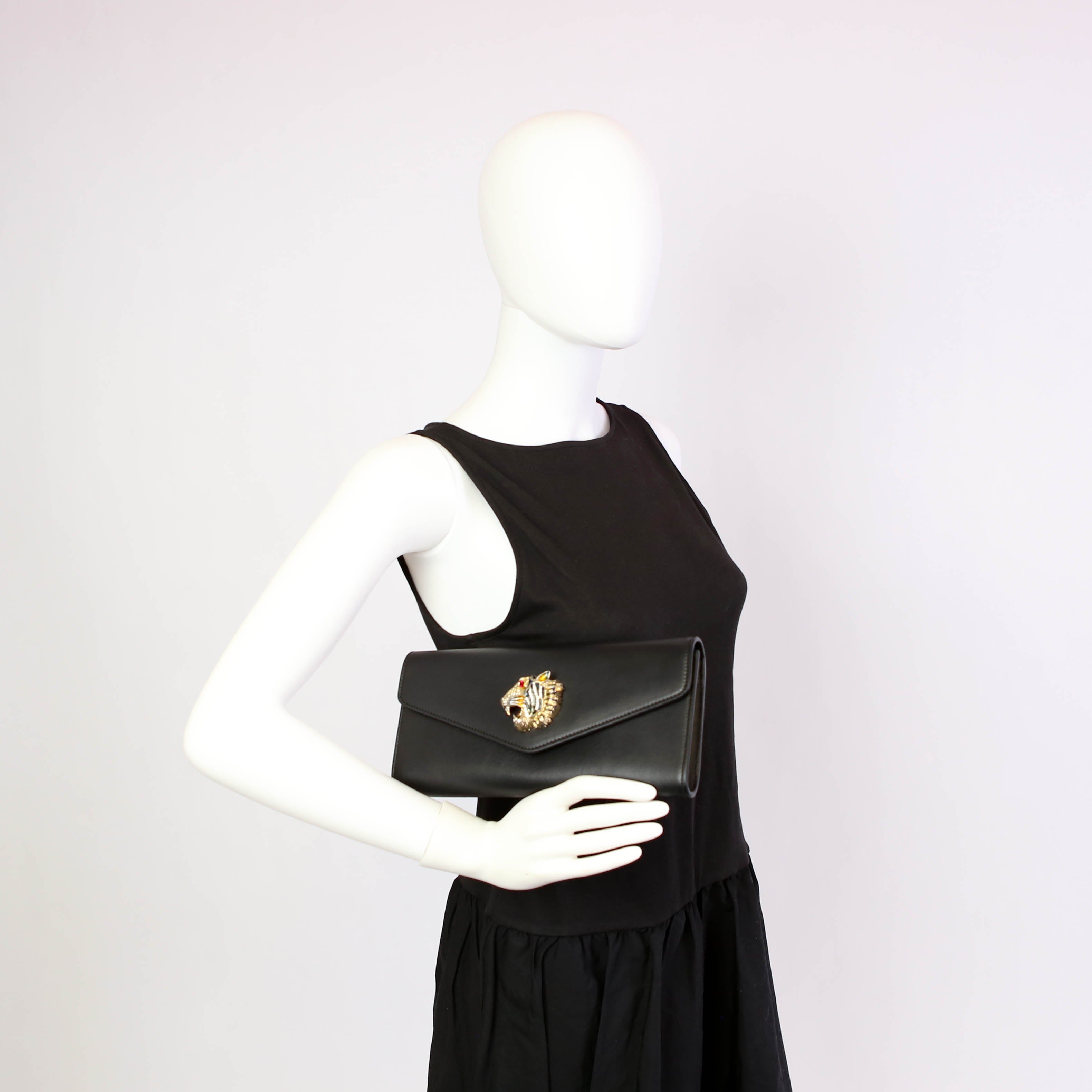 Gucci 576532 Rajah Broadway Clutch Black
