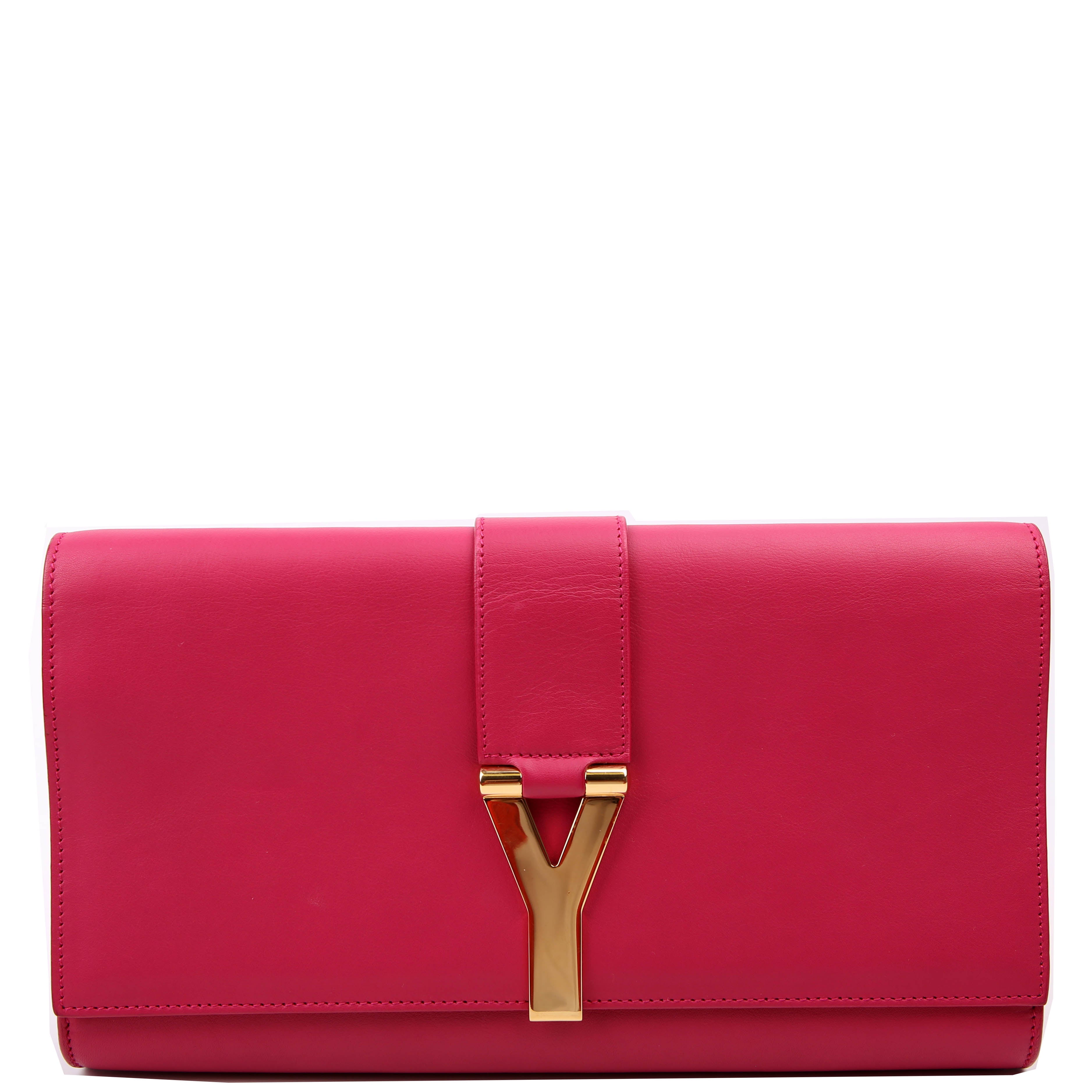 Saint Laurent Classic Y Ligne Clutch Smooth Leather 311213 Pink