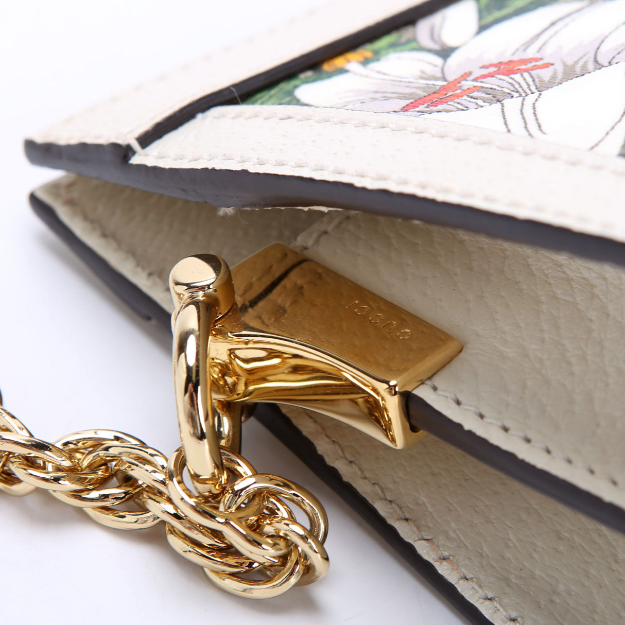 Gucci 503877 GG Supreme Flora Ophidia Small Chain White