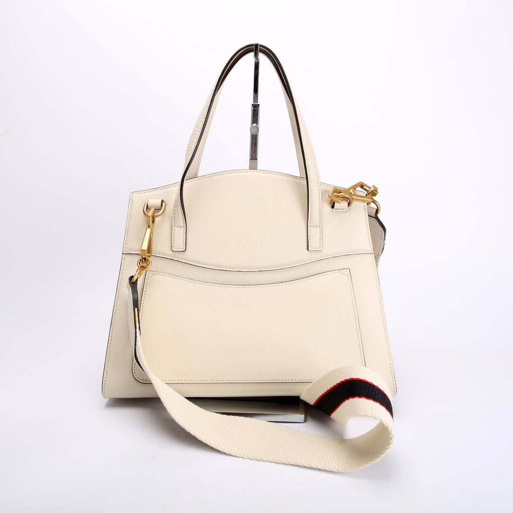 Gucci 505344 Totem Web Butterfly Top Handle Medium White