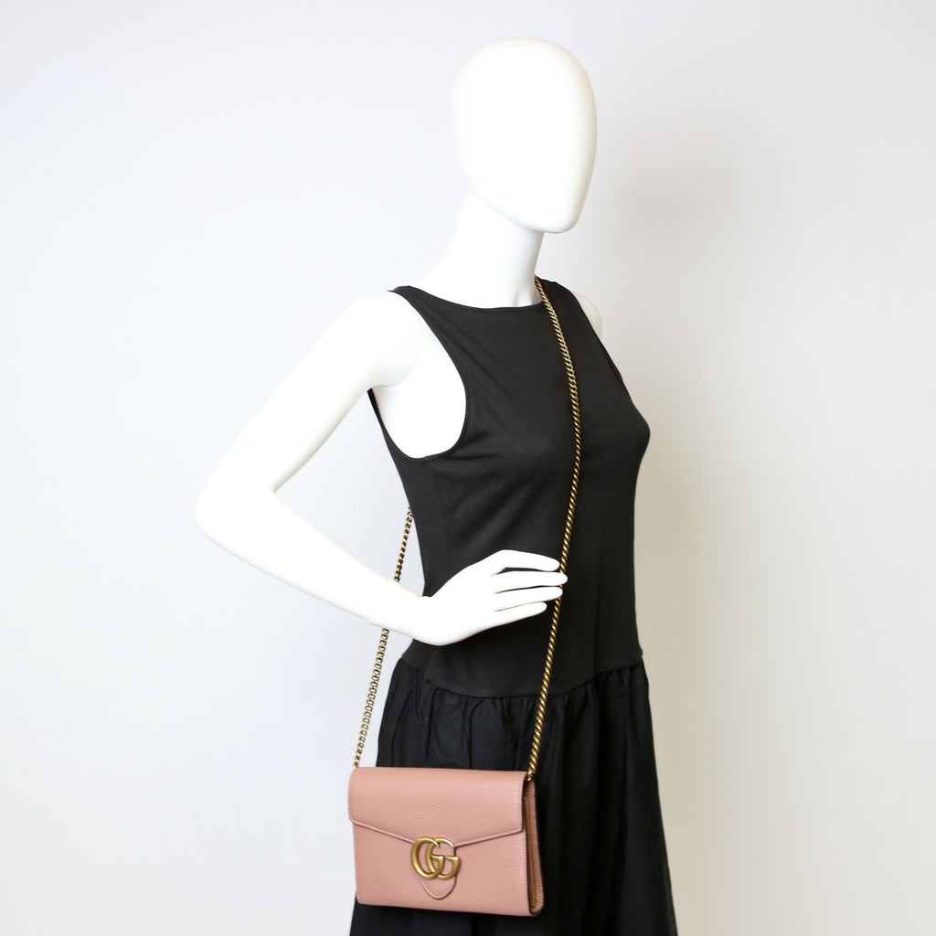 Gucci 401232 Marmont Chain Wallet Pink