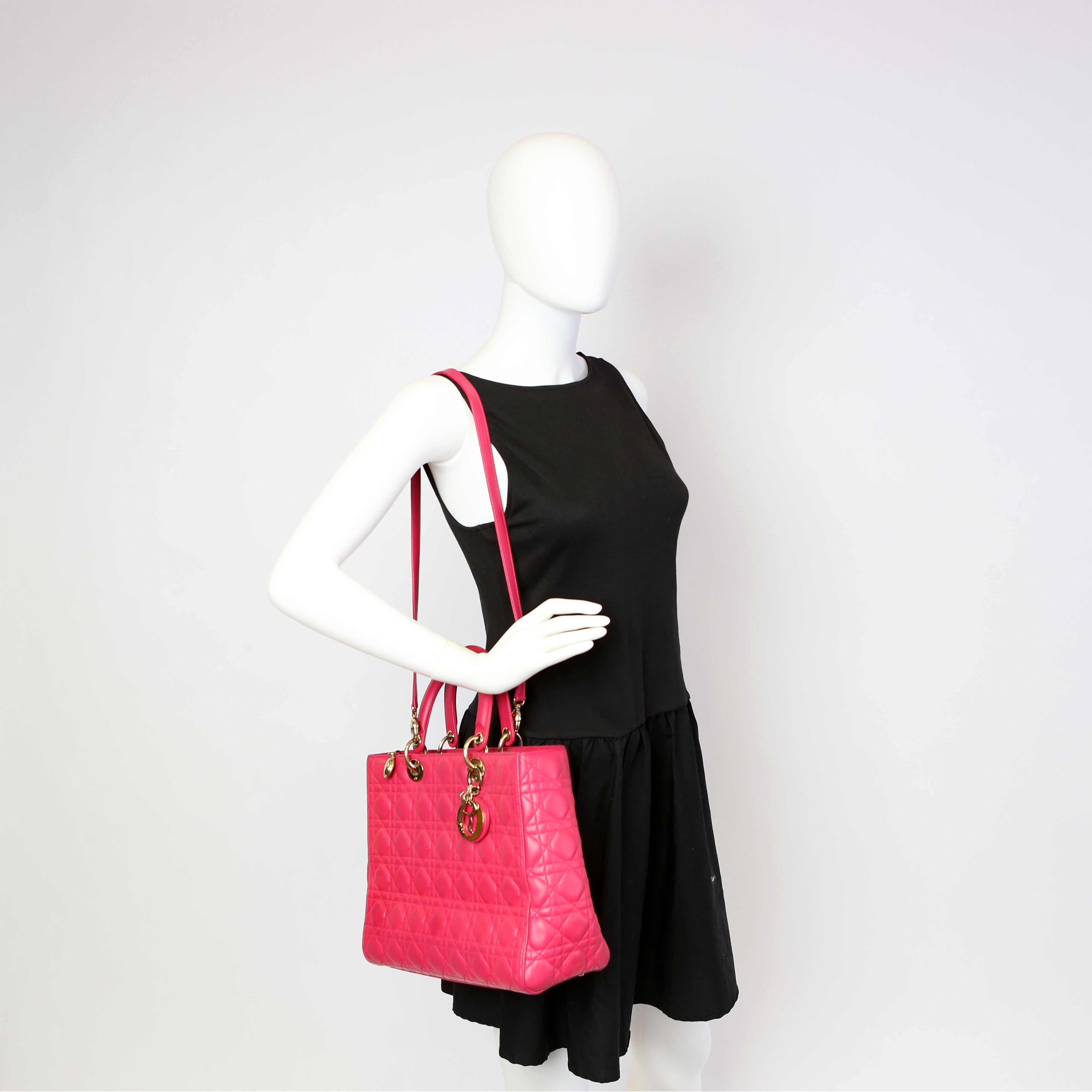 Christian Dior Lady Dior Large Lambskin Pink