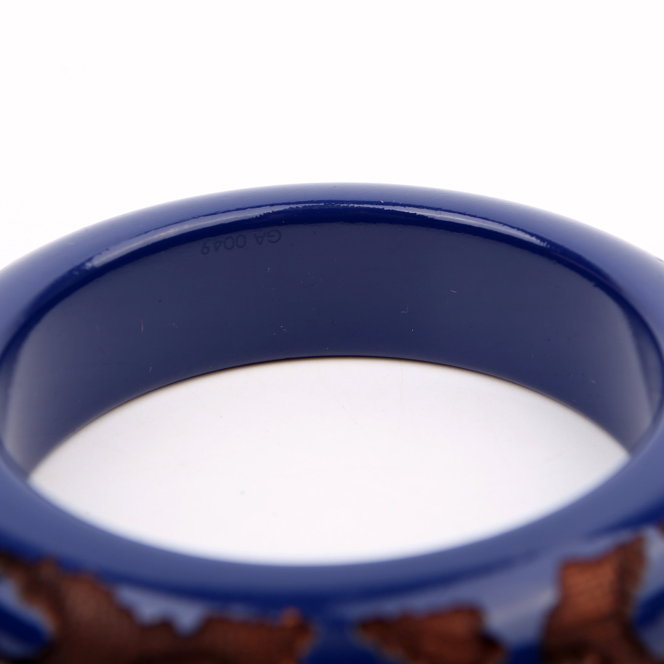 Louis Vuitton Leomonogram Lacquer/Wood Bangle Wide Bracelet Navy