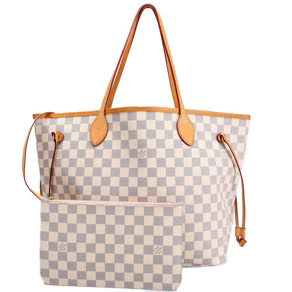 Louis Vuitton Neverfull With wallet mm Damier Azur Blue/Pink