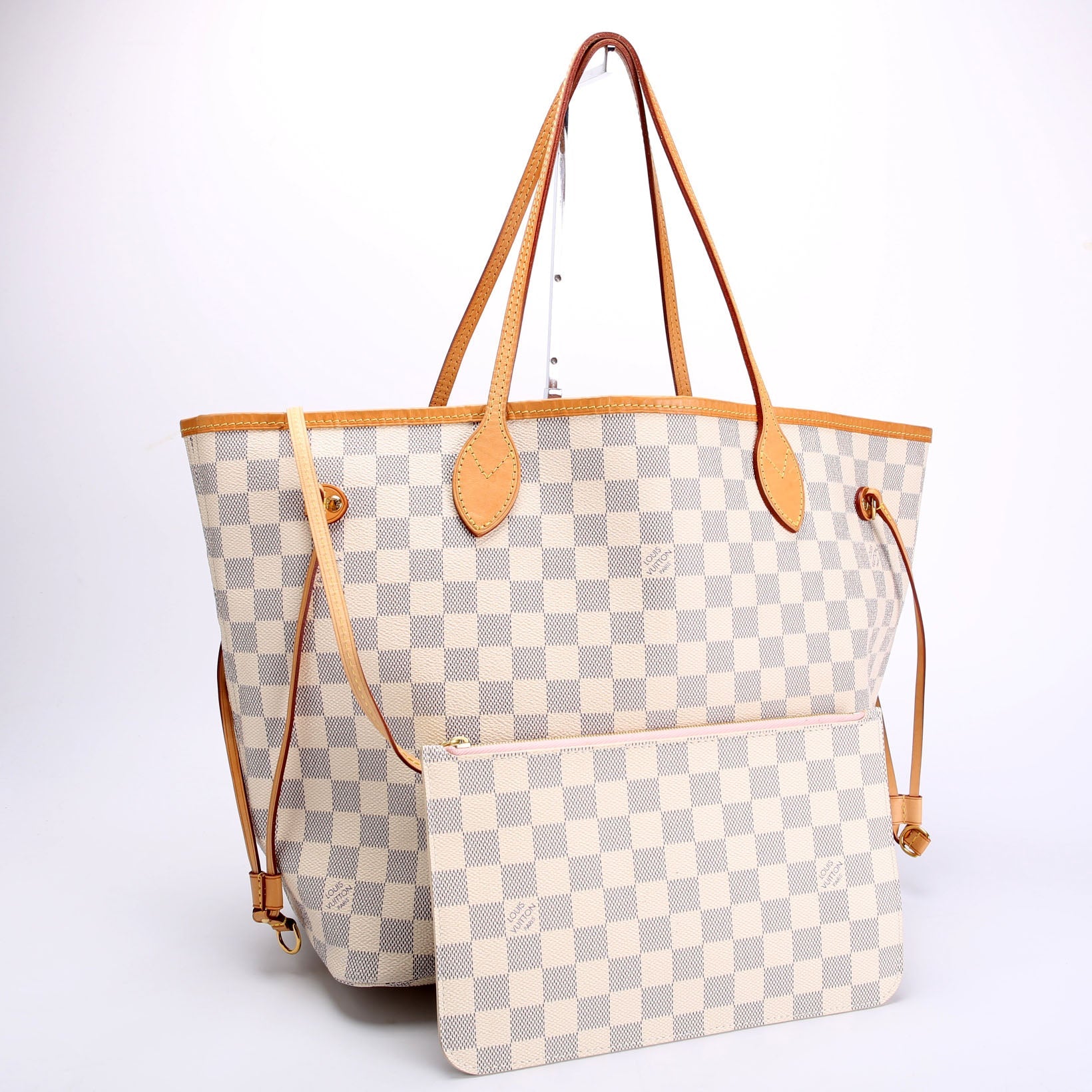 Louis Vuitton Neverfull With wallet mm Damier Azur Blue/Pink