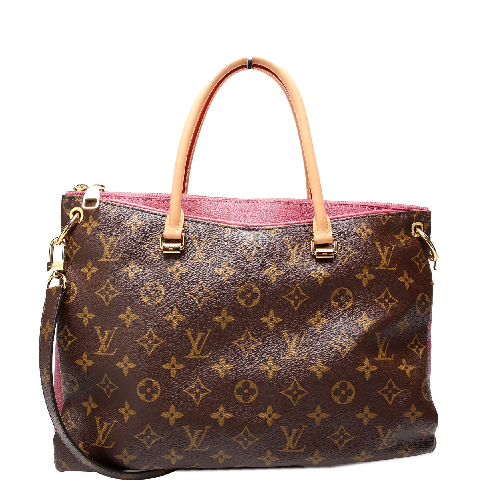Louis Vuitton Pallas Tote Monogram Leather Side Berry