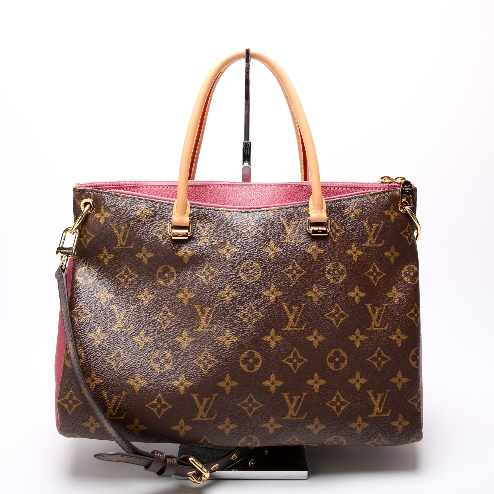 Louis Vuitton Pallas Tote Monogram Leather Side Berry