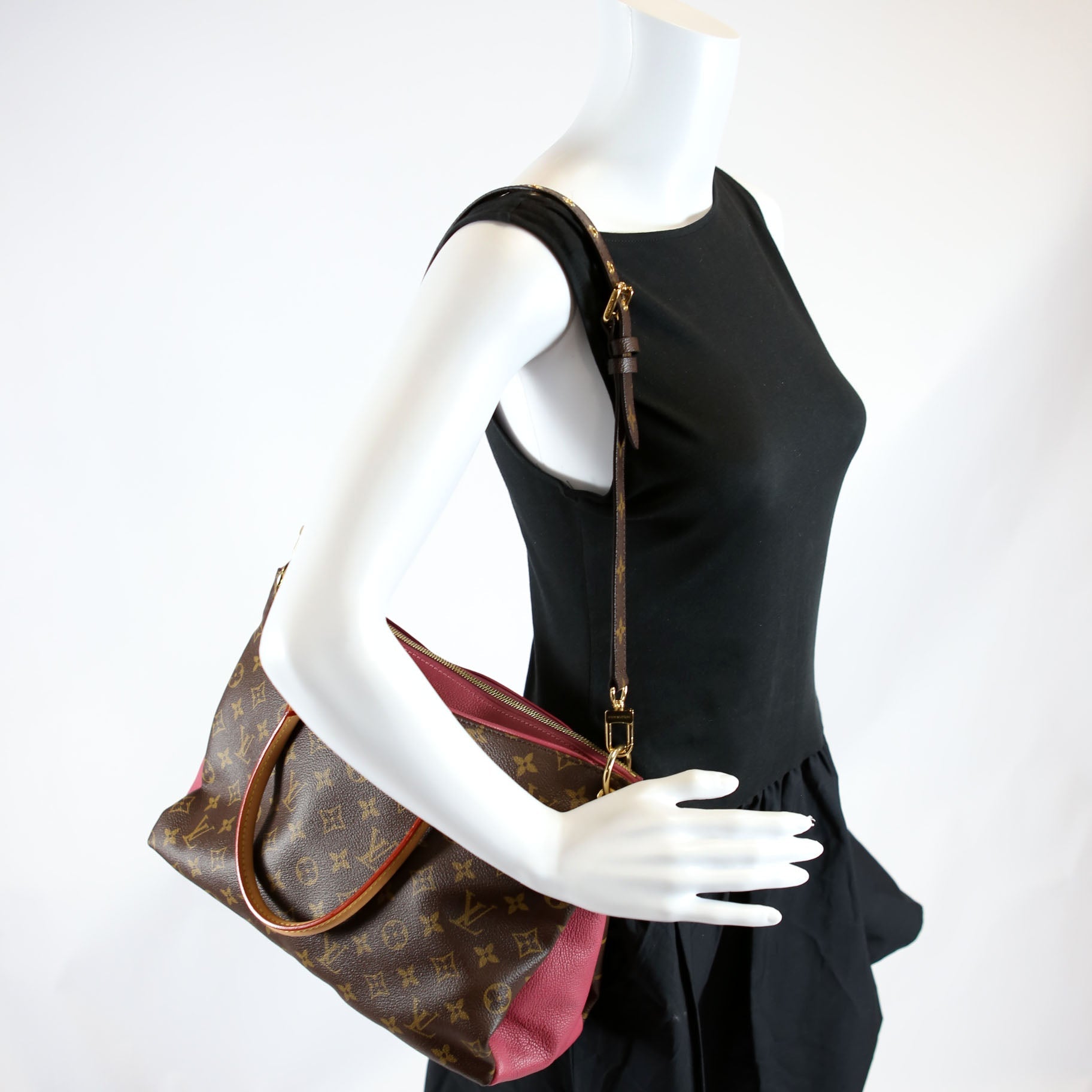 Louis Vuitton Pallas Tote Monogram Leather Side Berry