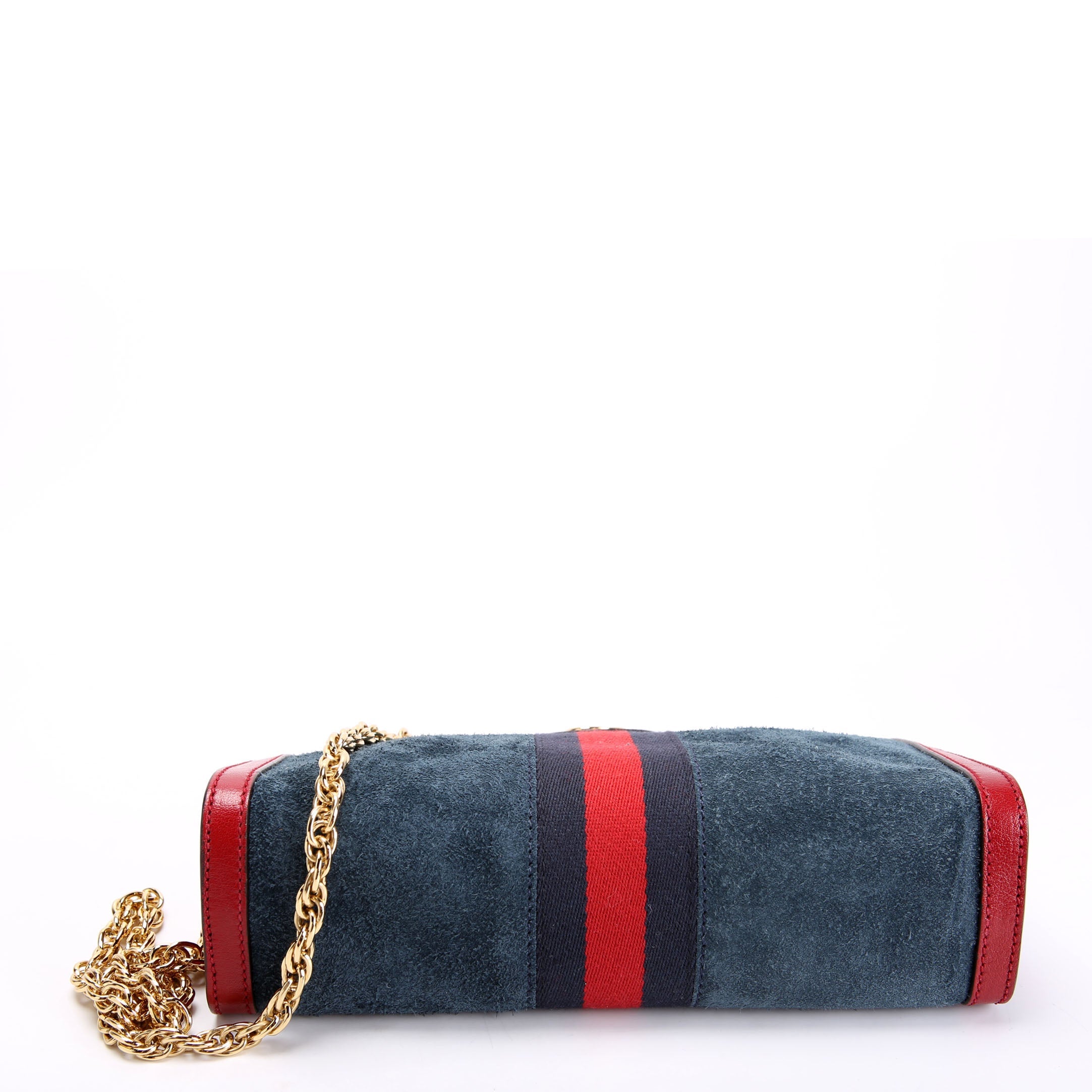 Gucci 503877 Ophidia Suede Shoulder Small Navy/Red