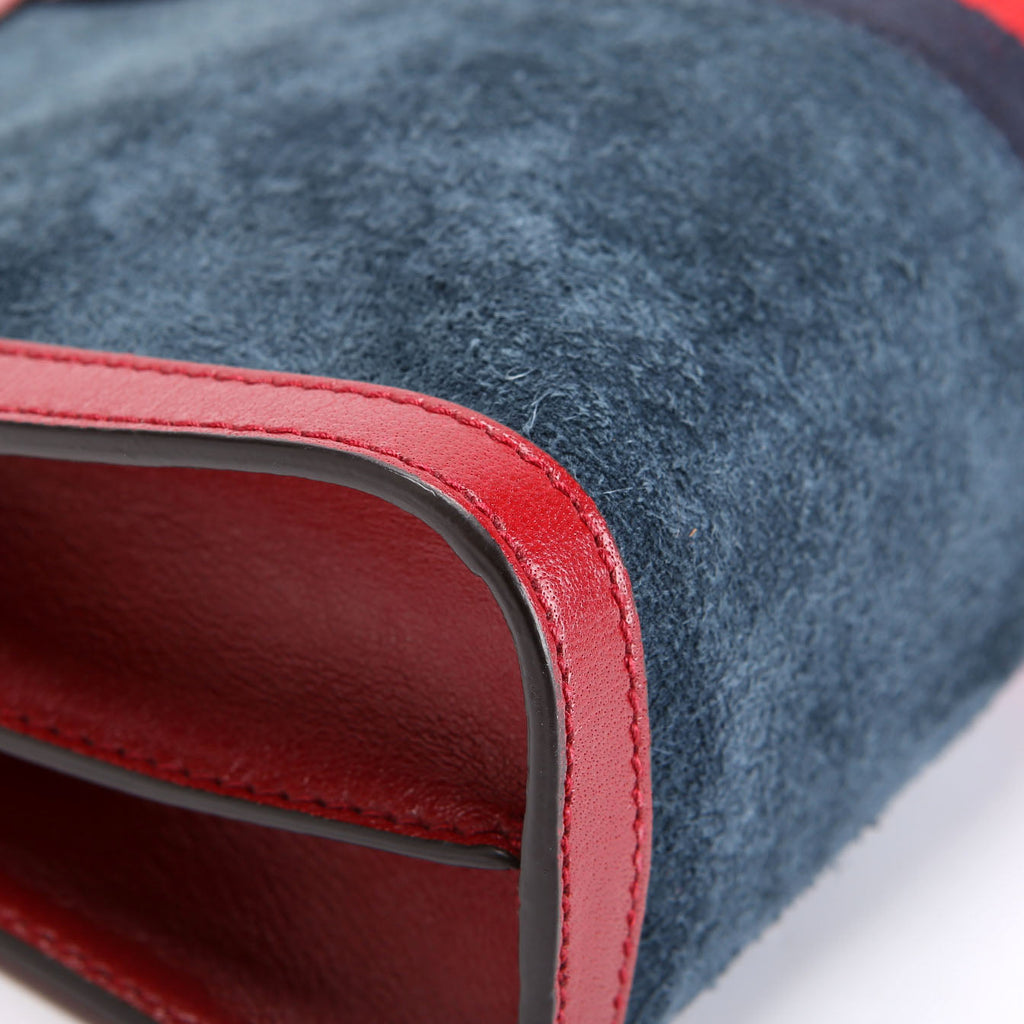 Gucci 503877 Ophidia Suede Shoulder Small Navy/Red