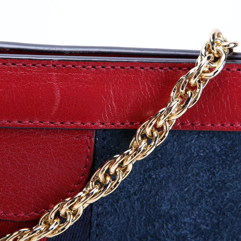 Gucci 503877 Ophidia Suede Shoulder Small Navy/Red