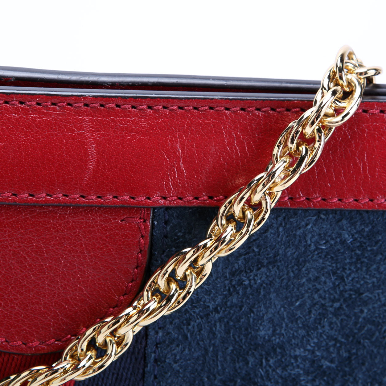 Gucci 503877 Ophidia Suede Shoulder Small Navy/Red