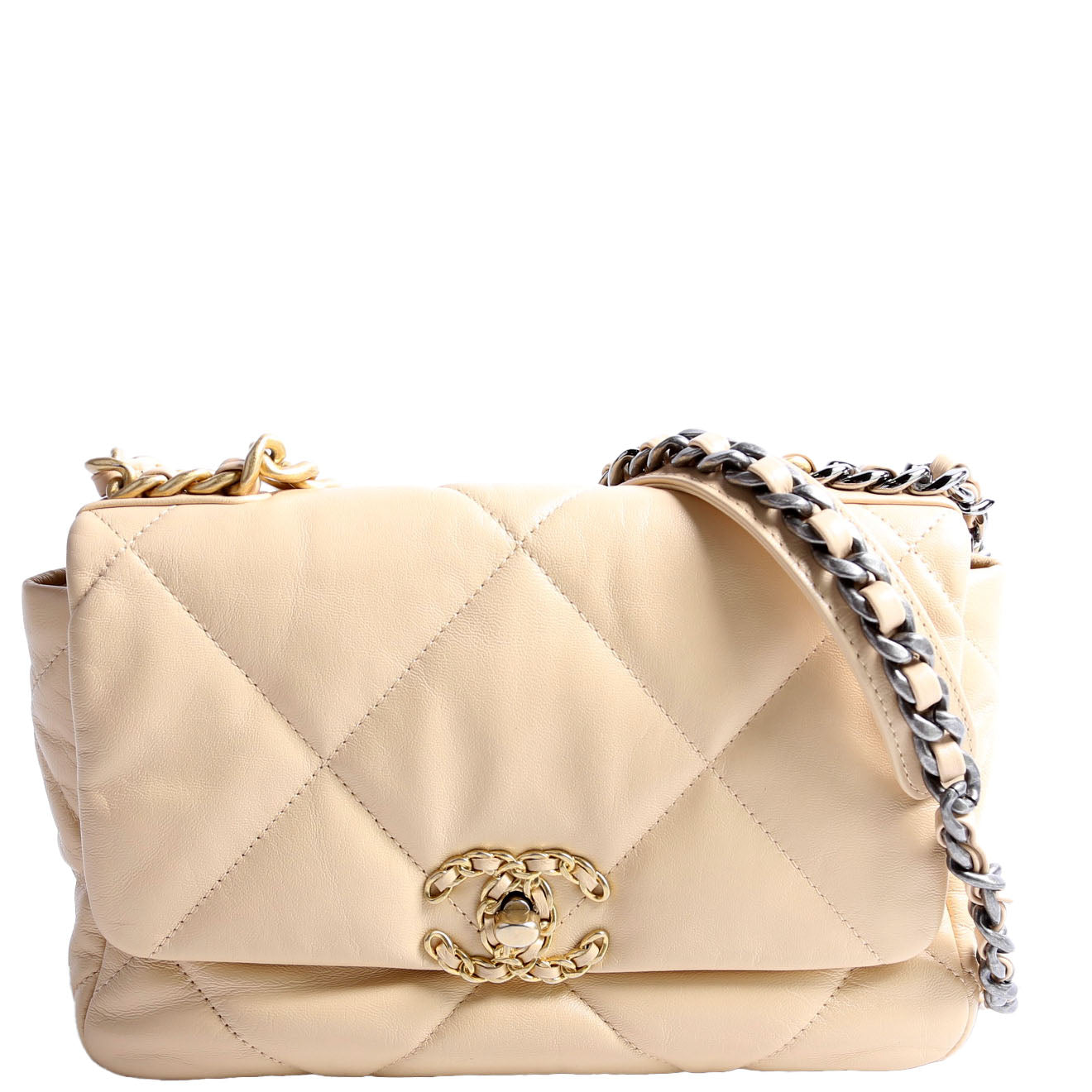Chanel Quilted Goatskin 19 Medium Flap 30M Tan