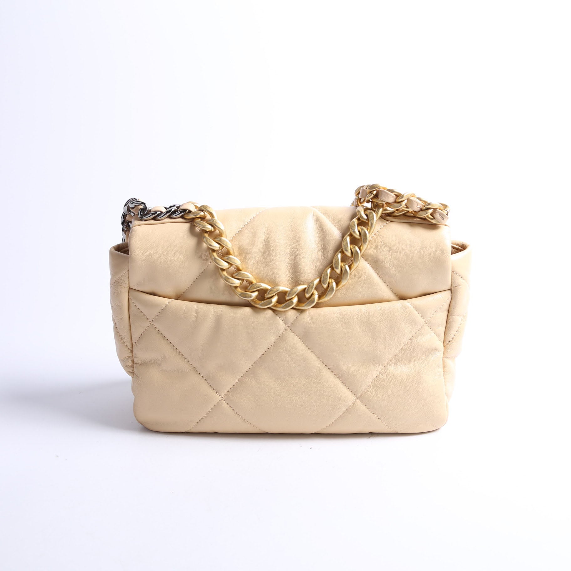 Chanel Quilted Goatskin 19 Medium Flap 30M Tan