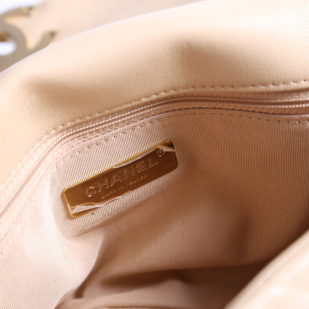 Chanel Quilted Goatskin 19 Medium Flap 30M Tan
