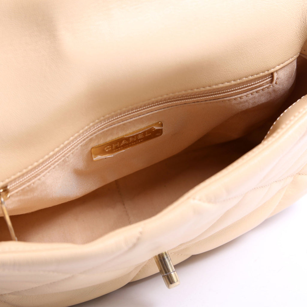 Chanel Quilted Goatskin 19 Medium Flap 30M Tan