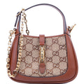 Gucci 675799 Jackie 1961 Crystal GG Canvas Mini Shoulder Bag Brown