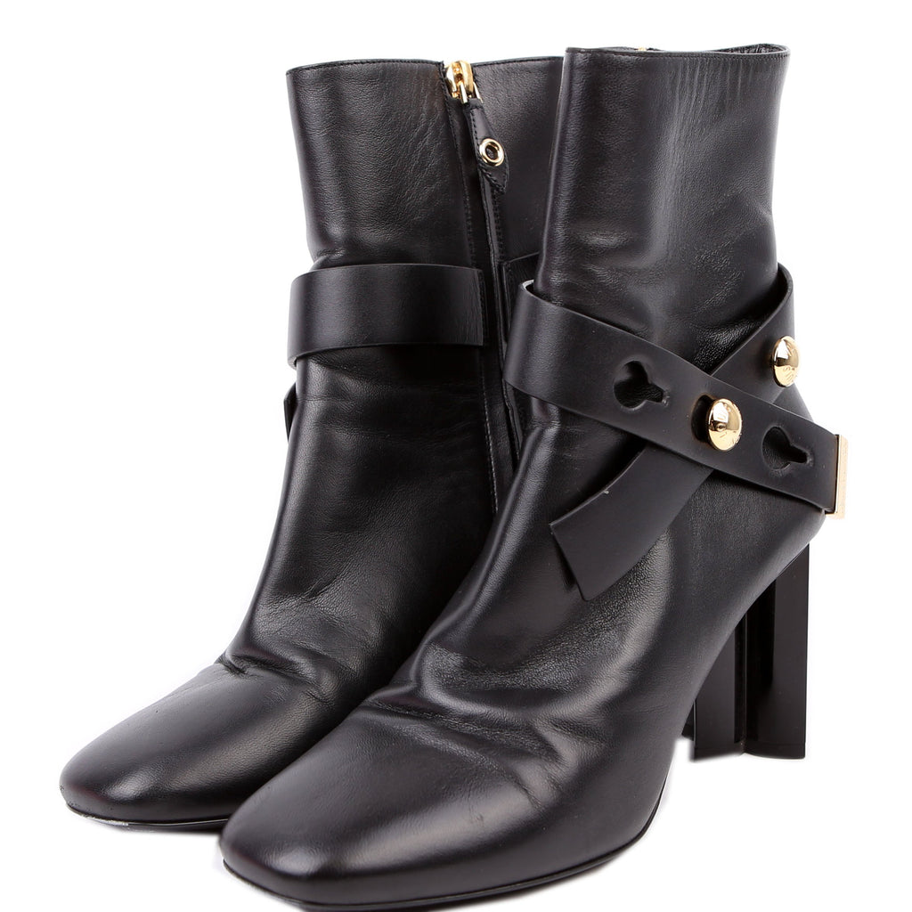 Louis Vuitton Belted Silhouette Leather Boots Size 39 Black