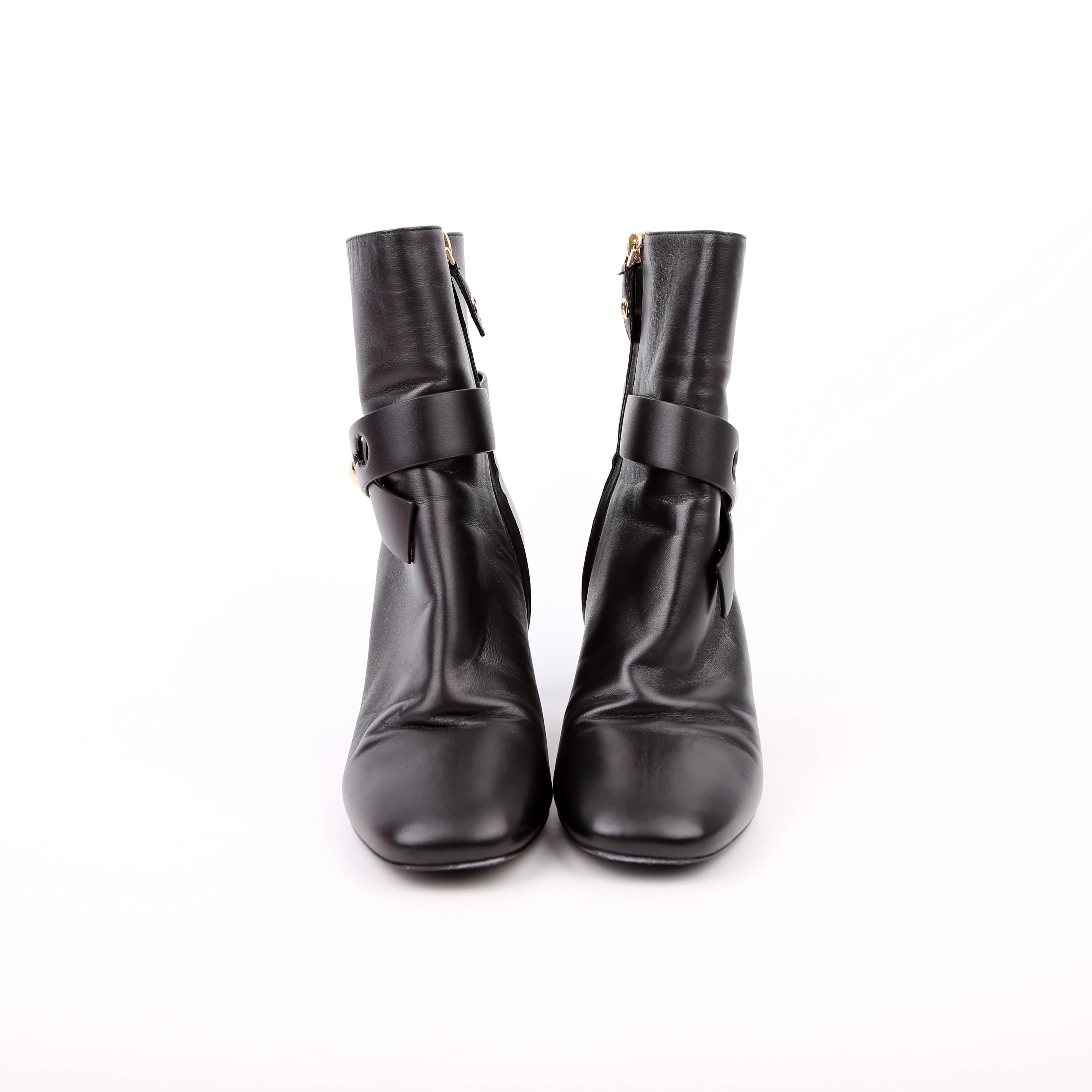 Louis Vuitton Belted Silhouette Leather Boots Size 39 Black
