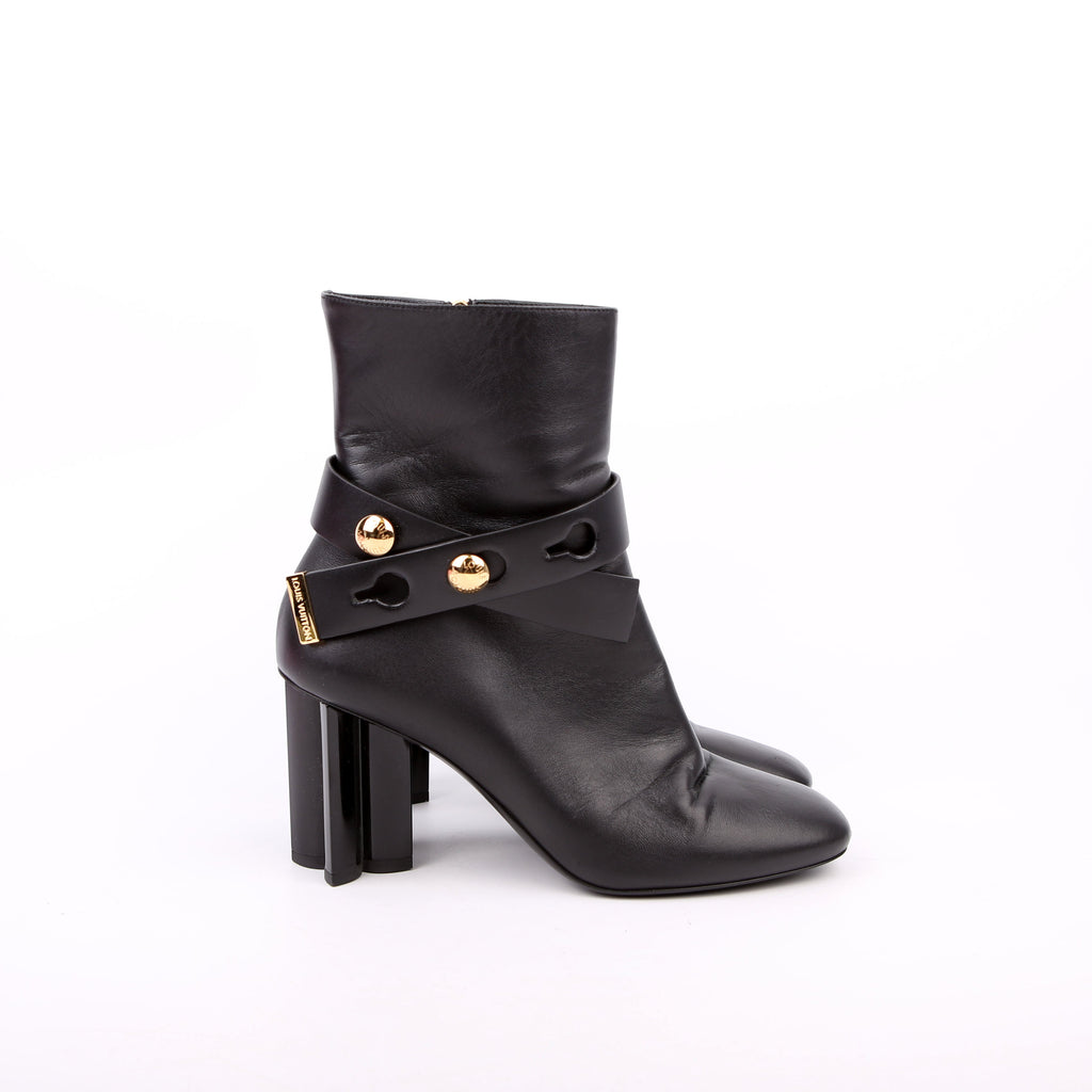 Louis Vuitton Belted Silhouette Leather Boots Size 39 Black
