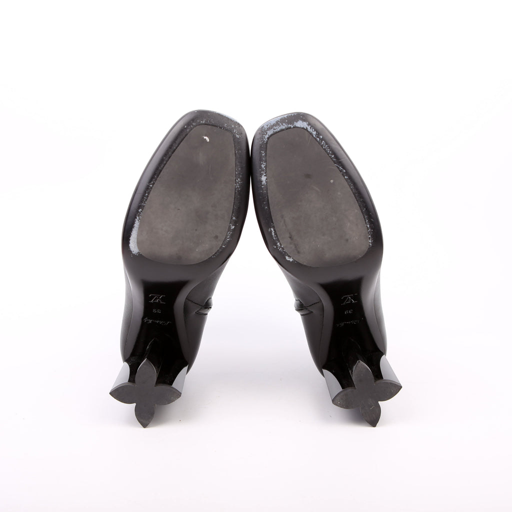 Louis Vuitton Belted Silhouette Leather Boots Size 39 Black