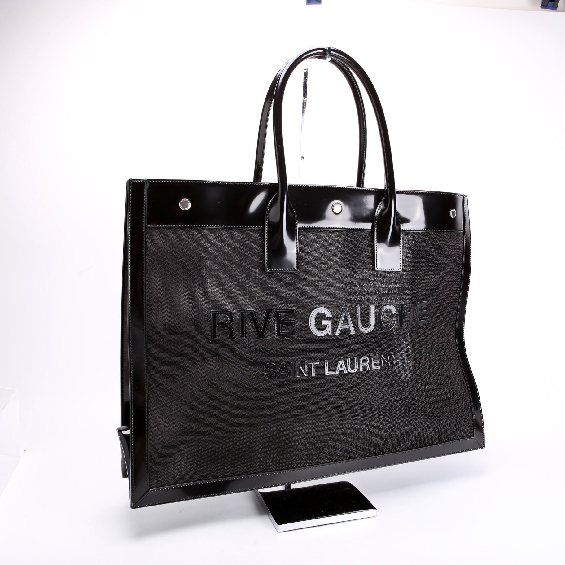 Saint Laurent Rive Gauche Mesh Patent 742681 Black