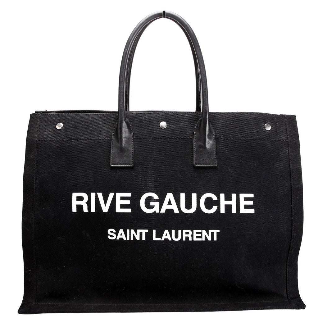 Saint Laurent Rive Gauche Canvas Tote Bag 499290 Black