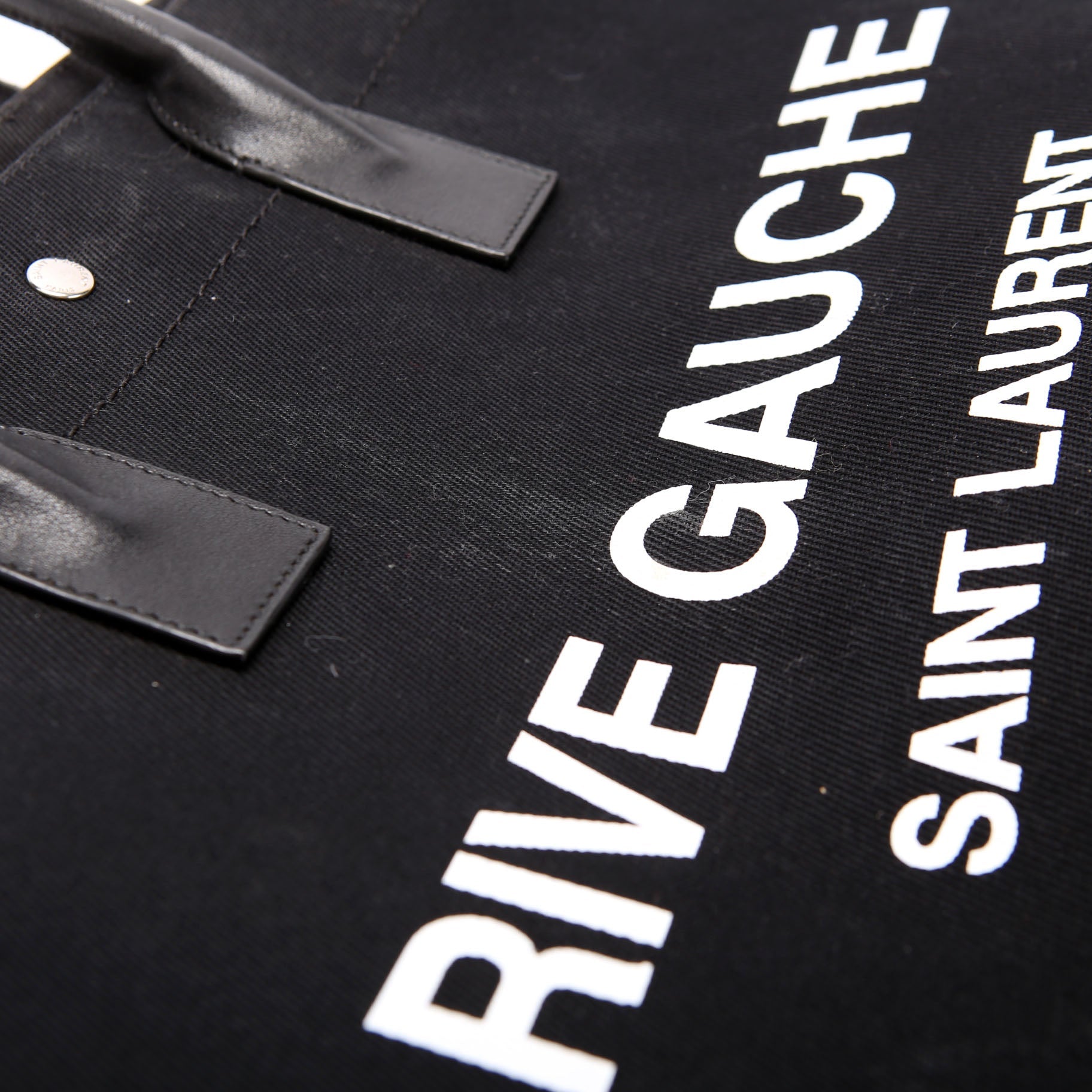 Saint Laurent Rive Gauche Canvas Tote Bag 499290 Black