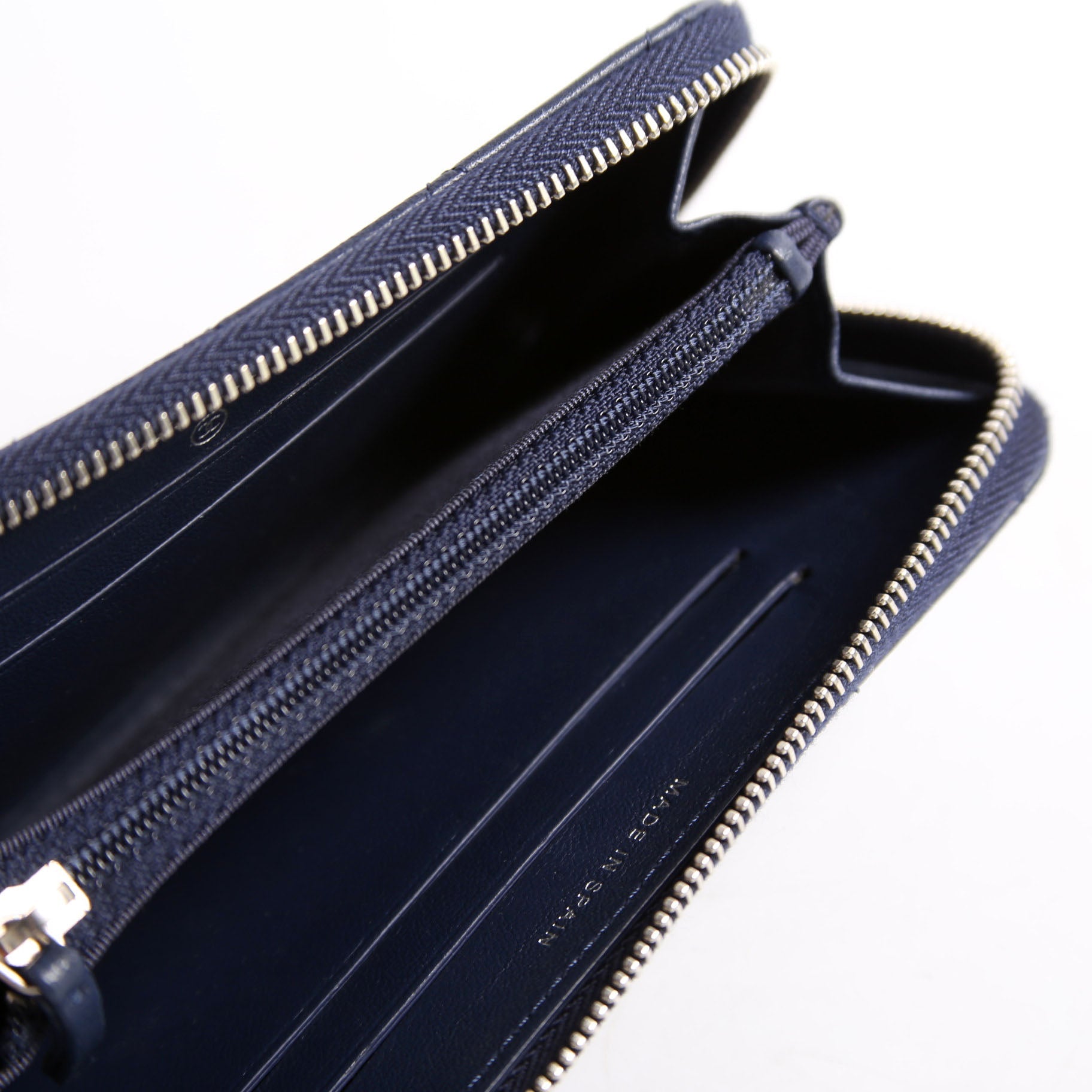 Chanel CC Lambskin Zip Around Wallet Navy