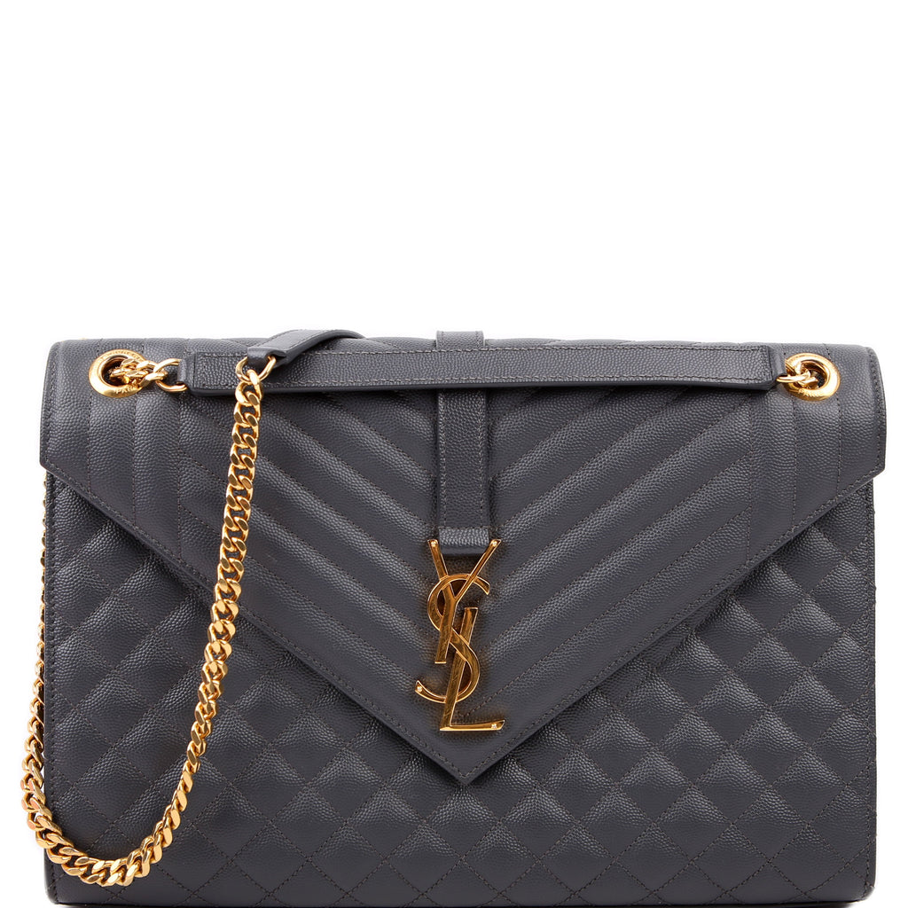 Saint Laurent Envelope Large Triquilt Grey