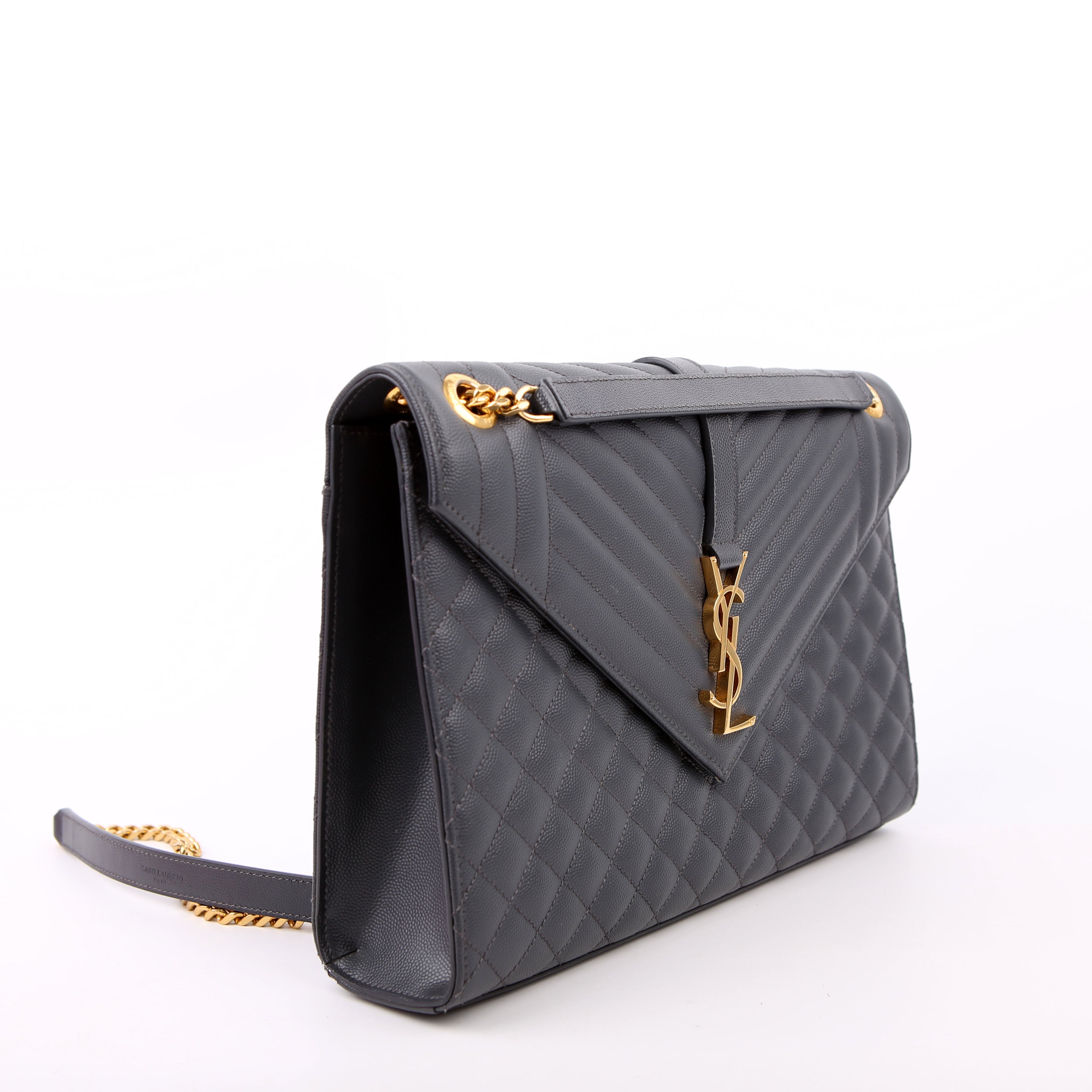 Saint Laurent Envelope Large Triquilt Grey
