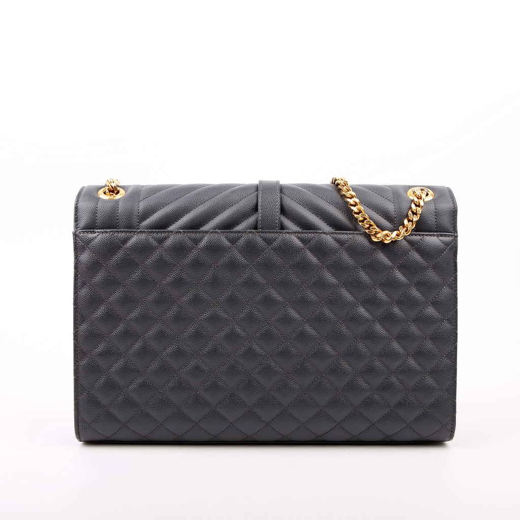 Saint Laurent Envelope Large Triquilt Grey