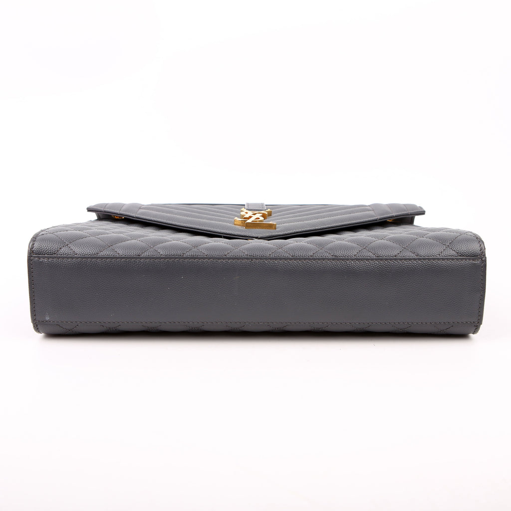 Saint Laurent Envelope Large Triquilt Grey
