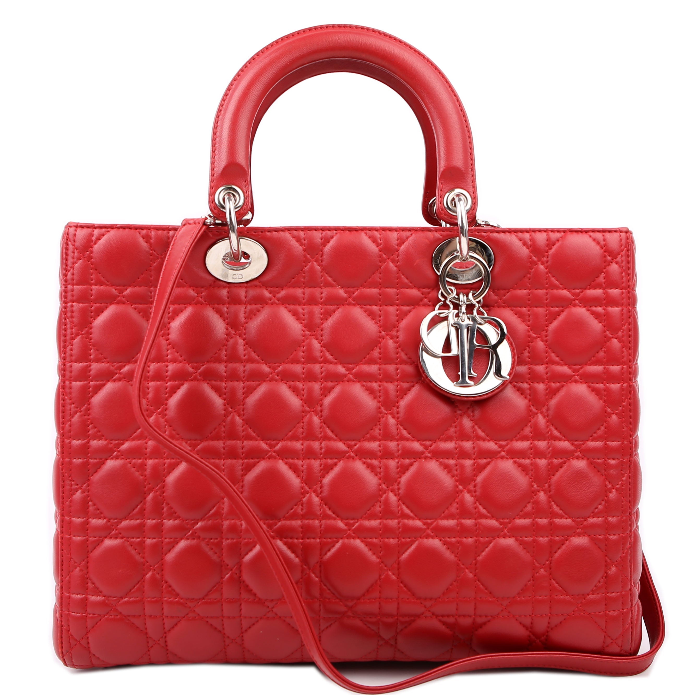 Christian Dior Lady Dior Large Lambskin Red