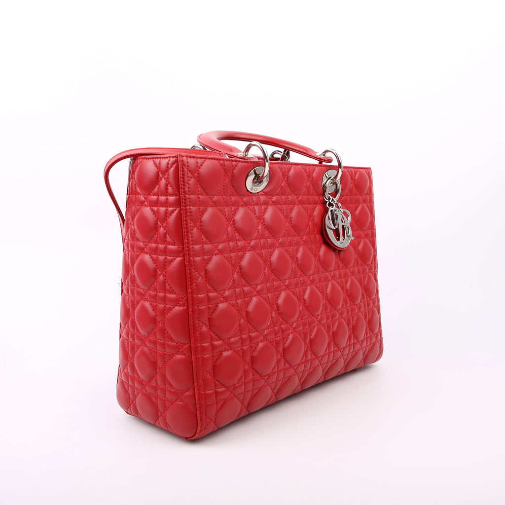Christian Dior Lady Dior Large Lambskin Red